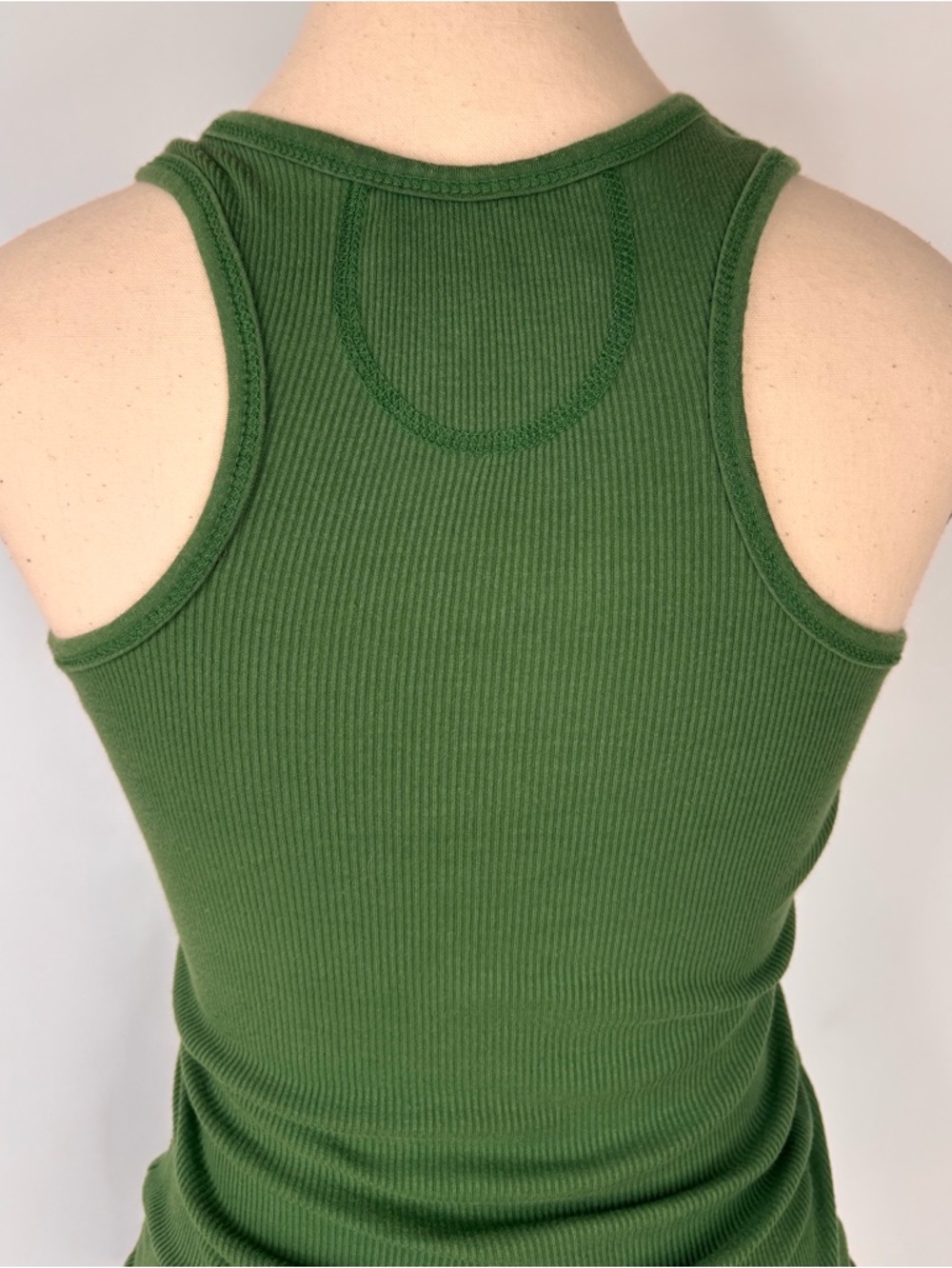 Y2K Ribbed Long Slim Active Basic Green Ribbed Tank Top M - Picture 7 of 8